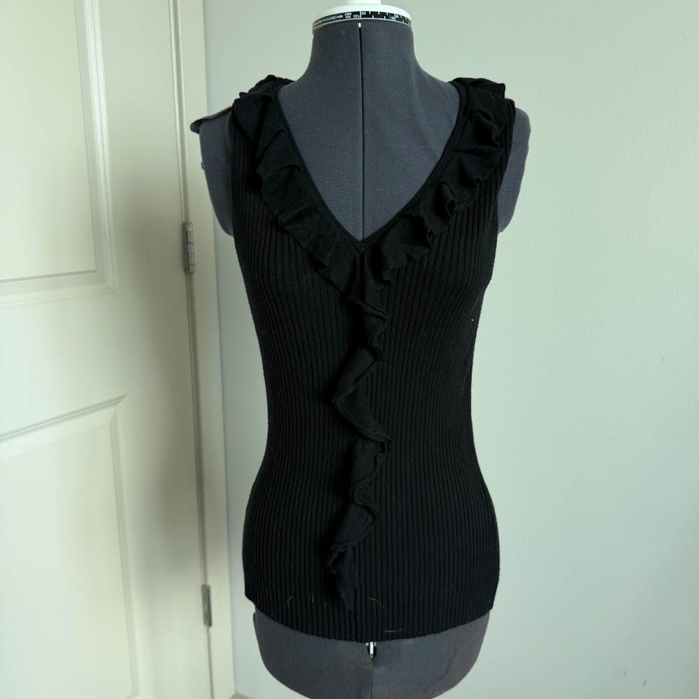 Vintage Y2K Xhilaration Ribbed Ruffle Knit Sleeveless Top
